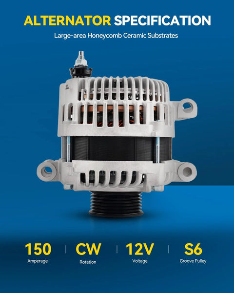 Front view of 150 Amp 12V Alternator Replacement For Ford Escape 3.0L V6 2009 2012 Fusion 3.0L Mercury Mariner Tribute Milan 2010 2011 With 6 Groove Pulley High Output Auto Part