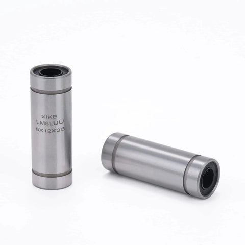 Two Pack LM6LUU Sealed Linear Ball Bearings 6x12x35mm for DIY 3D Printer CNC Motion Systems with SCS4LUU by XIKE, front view