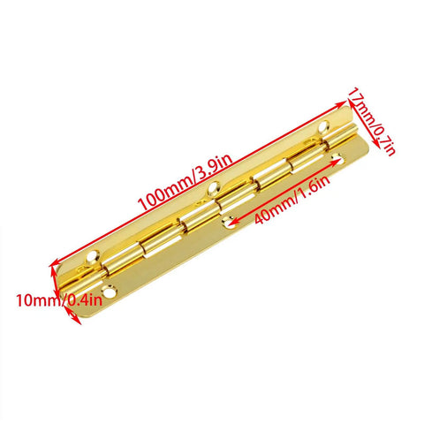 Four Pack 100mm Long Gold Rounded Corner Piano Hinges For Wooden Boxes Cabinets And Jewelry Boxes With Gold Screws 180 Degree Micro Hinges