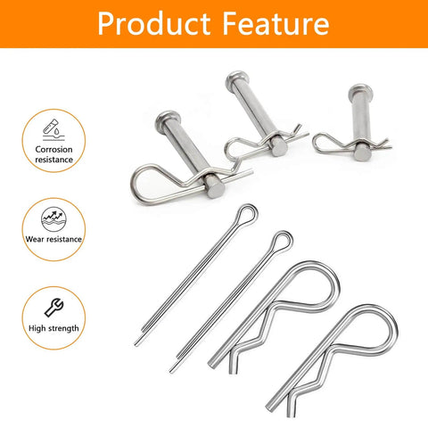 313 Piece Stainless Steel Cotter Pin Set With 13 Sizes Including Hairpin Pins And R Clips For Hitch Pin Locks displayed