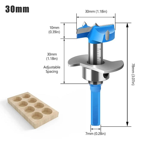 30mm Hinge Hole Opener Forstner Drill Bit With Cobalt Steel Core Tip for woodworking and positioning T slot milling cutters