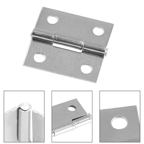 1-inch stainless steel butt hinge with four mounting holes for cabinets or boxes
Side view of a 1-inch stainless steel butt hinge showing the rounded knuckle
Close-up of the hinge edge and pin on a 1-inch stainless steel butt hinge
Close-up of mounting plate with hole on a 1-inch stainless steel butt hinge
