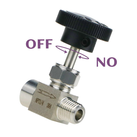 Napredak gas needle valve, stainless steel, 1/4 NPT female x 1/4 NPT male, for oil and water