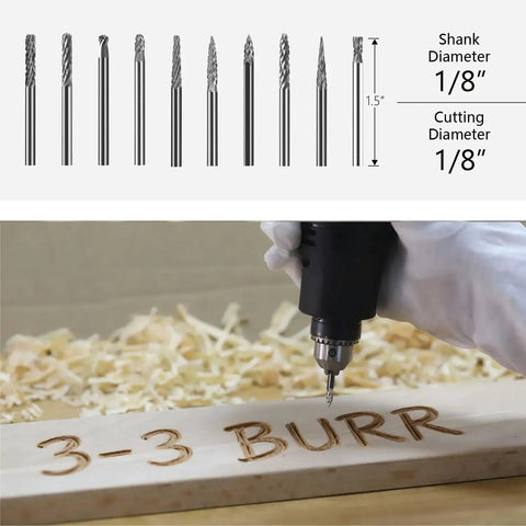 Carbide Die Grinder Burrs Set, 20 Pcs, For Dremel Milwaukee Rotary Tools, Two Cutting Diameters One Quarter Inch And One Eighth Inch