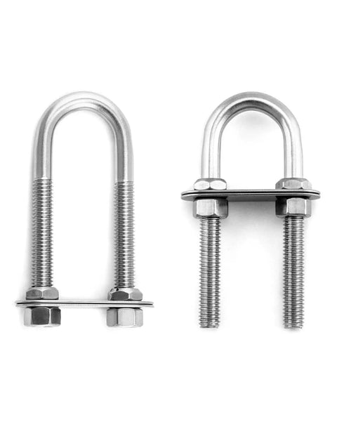 Marine Boat Stern Eye Tie Down U Bolt Kit 2 Pack Three Eighths Inch Diameter Two And A Half Inch Thread Length Stainless Steel