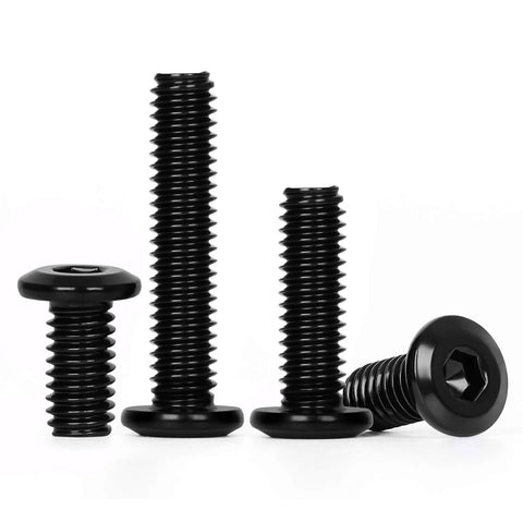 30 Pcs 1/4-20 X 1/2 Flat Head Socket Cap Screws Set With 304 Stainless Steel Black Coating Full Thread Furniture Bolts And Includes Driver Bit For Easy Install Built To Last And Resist Rust In Harsh Environments, black screws displayed vertically with a hex socket head