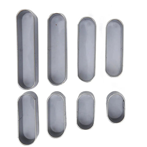 Pro Grade 8 Piece Leather Hole Punch Set With High Carbon Steel Punch Dies, showing various oval-shaped steel dies