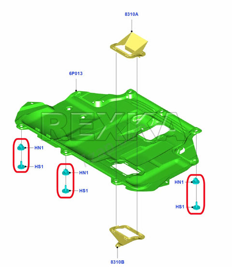 Diagram of 15 Piece T30 Engine Splash Shield Bolt Clip Kit Direct Fit For Ford Focus Escape Explorer C Max Lincoln MKC