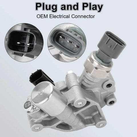 Honda VTEC Timing Solenoid Replacement Kit With Gasket, Plug-And-Play Intake And Exhaust VVT Solenoid, OEM Electrical Connector