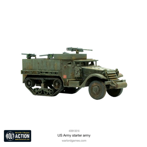 M3A1 half-track model from Bolt Action US Army Starter Set One To Fifty Six Scale WWII Wargaming Plastic Miniatures Kit