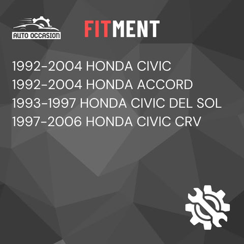 Fitment guide image showing model years for Honda Civic, Accord, Del Sol, CRV compatibility with sensor switch set.
