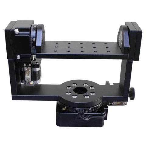 Electric Rotary Table 360 Degrees Angle Rotary Table With Hollow Index Plate and U Shaped Arm, aluminium, anodized black.