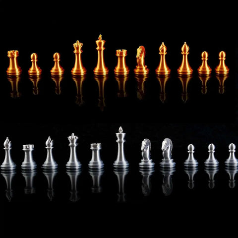 Gold and silver chess pieces created using Silk PLA Filament For 3D Printing, 1.75mm With 0.03mm Tolerance, 1kg Spool.