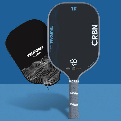 TruFoam Waves Paddle with Elongated Handle, 14mm foam core, carbon fiber, pro grade performance, includes neoprene cover, front view