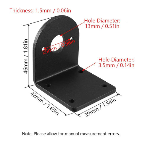 Heavy Duty L Shaped Motor Mounting Bracket for CNC Cutting Machines, 2 Pieces, Compatible With 540 545 550 555 Motors, side view