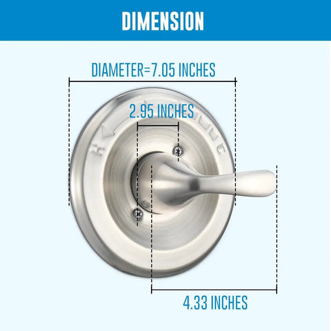 Replacement For Delta Classic 13 Series Single Function Trim Kit T13020 SS Stainless Steel Shower Handle dimensions