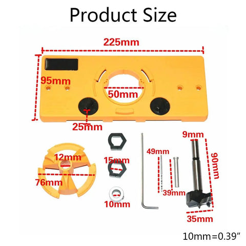 Hinge Drilling Jig For Cabinet Doors Pro Grade Adjustable 15 To 35 Millimeters Hole Locator And Drill Guide with accessories