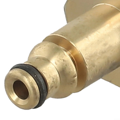 Brass M22 hose adapter for high-pressure washer, solid brass quick connector with black O-ring.