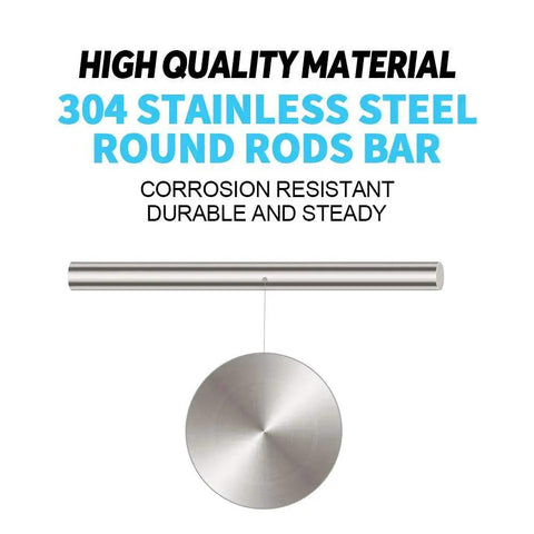 Sturdy Stainless Steel Solid Round Lathe Bar Stock Set for DIY Craft Projects with 18 Pcs Assorted Diameters 2mm 2.5mm 3mm 4mm 5mm 6mm 8mm, 100mm Length, Rust Resistant and Durable, Ideal For Makers, Hobbyists, and Pros; close-up of a stainless steel round rod.
