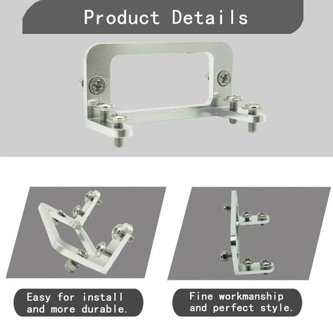 Two sets aluminum alloy RC servo mount brackets with M3 screws and nuts for Tamiya Bruiser 4WD and MG995/MG996/Futaba S3003 servos (front and side views)