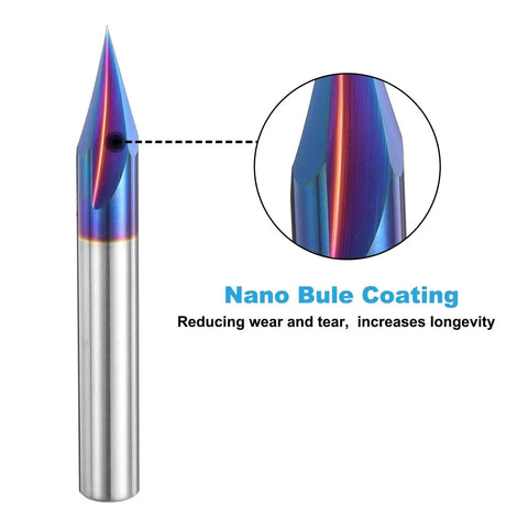 V Groove Engraving Router Bits For CNC 30 Degree 3 Flutes One Quarter Inch Shank Nano Coated Carbide End Mill close-up