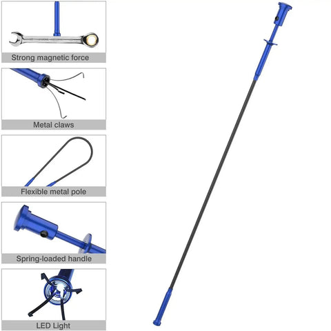Magnetic Four Claw Grabber Tool With Bendable Hose Reacher And LED Lights Flexible Long Reach Workhorse with metal claws and LED