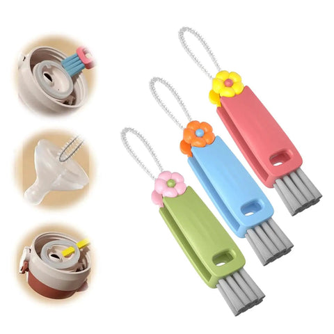 3 In 1 Cup Lid Gap Cleaning Brush For Bottles And Mugs Crevice Cleaner with hook remover, slit brush, corner brush