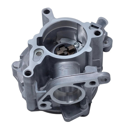 Brake vacuum pump housing, aluminum alloy, front view with circular bore and mounting lugs