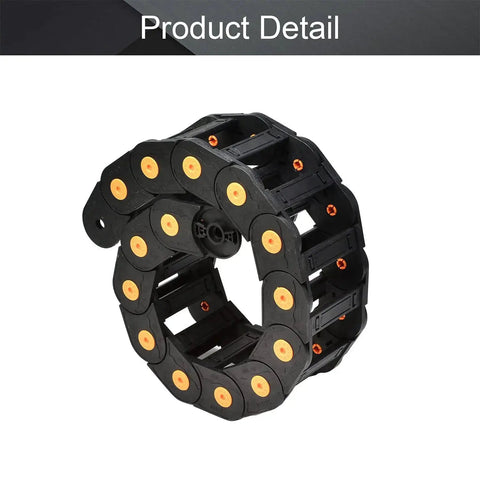 Open Type Drag Chain Cable Carrier With End Connectors 40x100mm Inner Size, 1 Meter Length, Black Nylon, R100 Bend Radius
