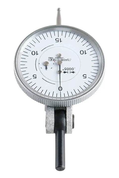 Horizontal Test Indicator With 1.5 Inch Dial 0.060 Inch Range 0.0005 Inch Resolution Jeweled Movement 210 Degree Swivel Tilted Dial
