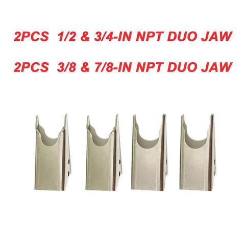 Four duo jaw sets for 18 Inch Quick Coupler Hand Clamp Kit with hydraulic pipe clamp compatibility, durable carbon steel.