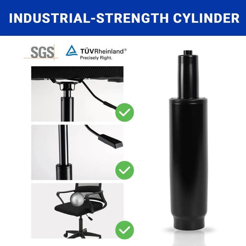 Beefed-Up Heavy Duty Office Chair Cylinder Replacement With 2.4 Inch Stroke And 1000 Lb Class 4 Hydraulic Lift shown installed