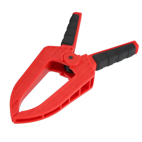 Grippy Woodworking Spring Clamp With Long Flat Nose For Precise Glue Ups And Fixture Work Plastic Handle Heavy Duty Metal Spring 3 Inch Opening Deep Jaw Reach 110mm Length 75mm Jaw Depth Red