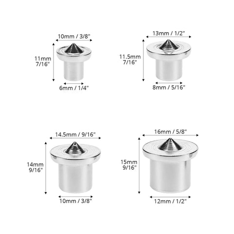 Pro Grade Dowel And Tenon Center Transfer Plugs For Woodworking, 20 Piece Chrome Steel Set In 1/4, 5/16, 3/8 And 1/2 Inch Sizes