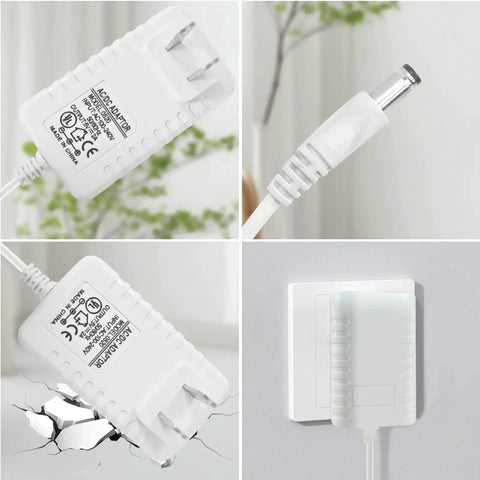 5V Power Cord Replacement For Rest Series Sound Machine Charger For Rest, Rest Plus, And Rest Mini, shown in use and close-up