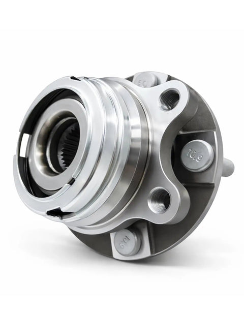 Front view of a front wheel bearing hub assembly, 2.5L 29-spline 5-lug, for 2007 to 2013 Nissan Altima sedans and S Coupe.
