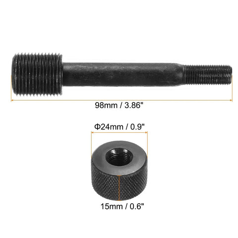 Pro Grade Heavy Duty Hydraulic Knockout Punch Draw Stud Kit With M20 x 1.5 And M10 x 1 Threads, 98mm Length, shown with lock cap.