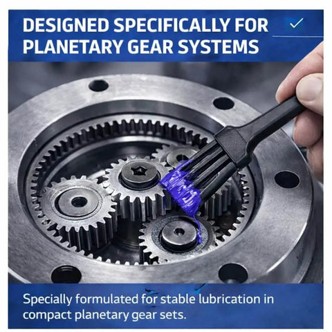 Applying Pro Grade Low Noise Lithium Complex Gear Grease to planetary gear system with brush for quiet operation and protection.