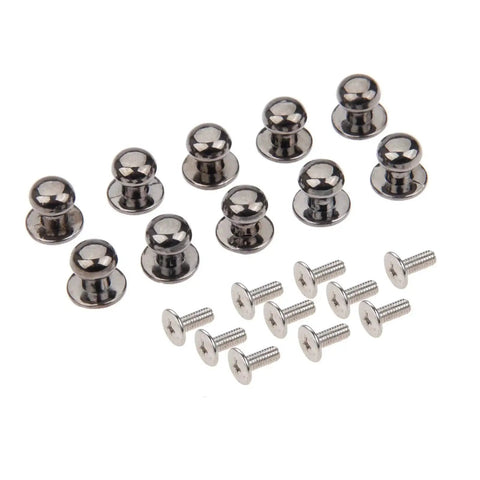 10 Pack Mini Drawer Knobs Zinc Alloy Black 0.39x0.43 Inches Durable Small Cabinet Pulls with screws displayed on white background
