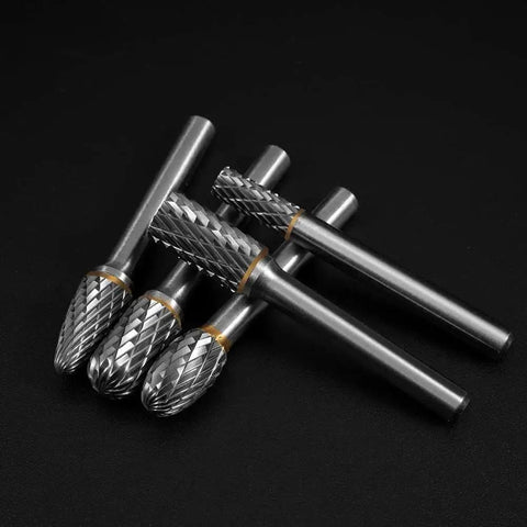 Double Cut Tungsten Carbide Burr Set For Metal And Wood Ten Piece With One Quarter Inch Shank Rotary Burrs