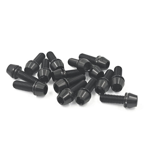 Six Piece Titanium Stem Bolt Kit For Bicycle With Allen Hex M5x16mm Tapered Head Screws And Washers, Grade 5 Titanium