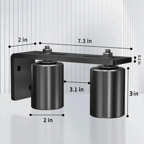 2 Pack Heavy Duty Slide Gate Guide Roller Kit With 3 Inch Nylon Gate Rollers And L Shaped Rear Post Bracket, Adjustable Dual Nylon Gate Roller Guide Support Assembly For Sliding Rolling Gates front view