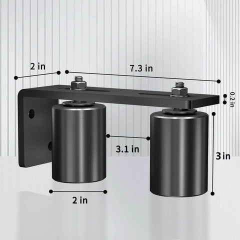 Heavy Duty Gate Roller Kit With 3 Inch Black L Shaped Bracket, Adjustable Dual Nylon Gate Rollers, Rear Post Mount, Gate Guide Support