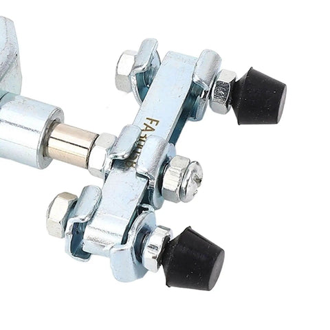 Close-up of a stainless steel push pull toggle clamp with quick release system, 40kg holding capacity, for welding fixtures and jigs