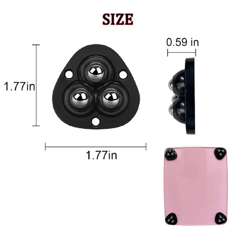 Dimensions and views of Self Adhesive Mini Caster Wheels 360 Degree Swivel For Small Appliances And Furniture Stainless Steel Rollers