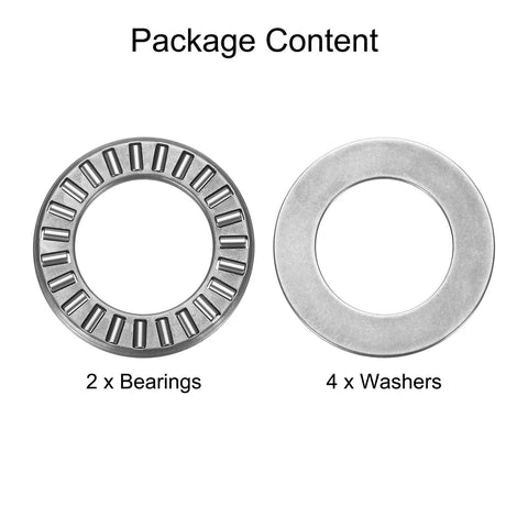 Thrust needle roller bearing set with washers, chrome steel, 3/4 x 1-1/4 x 5/64 in; includes 2 bearings and 4 washers