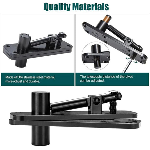 Hidden Door Pivot Hinge Stainless Steel 360 Degree Built Tough Heavy Duty Up To 570 Lbs Load Bearing Black in parts view