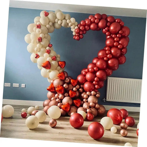 Heart-shaped balloon arch assembled using Balloon Arch Stand Kit For Weddings And Parties, Flexible, Reusable Poles
