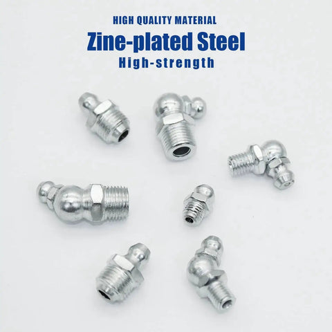 260-Piece SAE And Metric Grease Fittings Kit With Quarter Inch, Eighth Inch, M6 And M10 Straight, 90 Degree And 45 Degree Angled Zerks For Automotive And Industrial Use, Pro Grade, Heavy Duty Hydraulic Grease Fittings Assortment made of zinc-plated steel