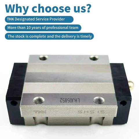 SHS15C Linear Block Guide Slider front view, made in Japan, for precision linear motion, durable rails for smooth movement.